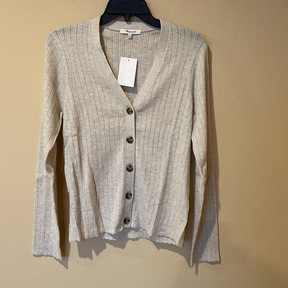 NWT Madewell Altona Button Front Pointelle Slim Cardigan - Picture 2 of 4